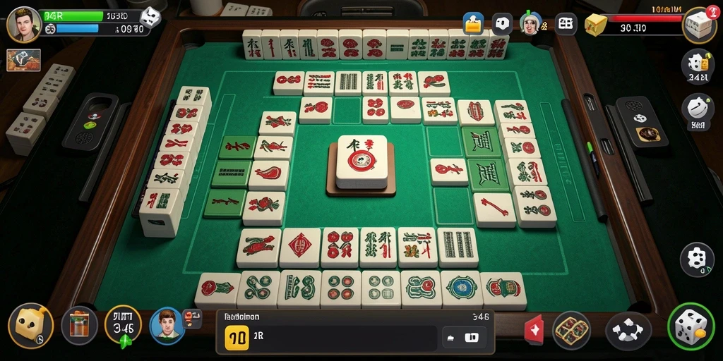 Screenshot gameplay 34R yang menunjukkan papan Mahjong yang menarik.