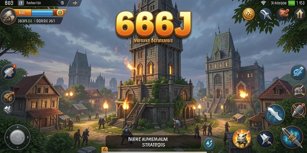 Screenshot gameplay Tower Defense di 666J dengan menara dan musuh.