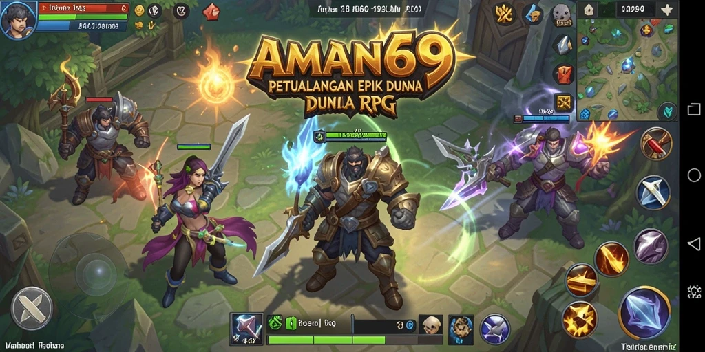Screenshot <strong>AMAN69</strong> menampilkan aksi pertempuran seru dalam dunia RPG.