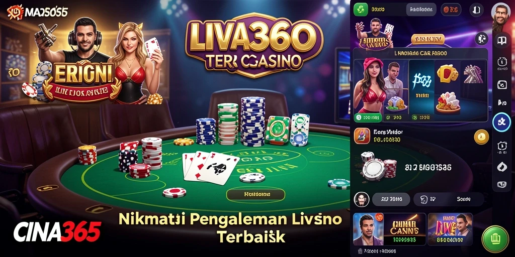Screenshot gameplay CINA365 menampilkan dealer langsung dan permainan yang sedang berlangsung.