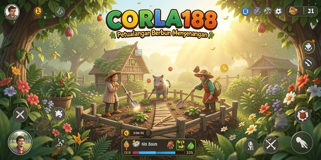 Screenshot fitur gameplay berkebun yang menarik di CORLA188.