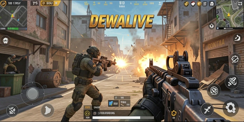 Gameplay seru DEWALIVE dengan pertempuran dinamis.