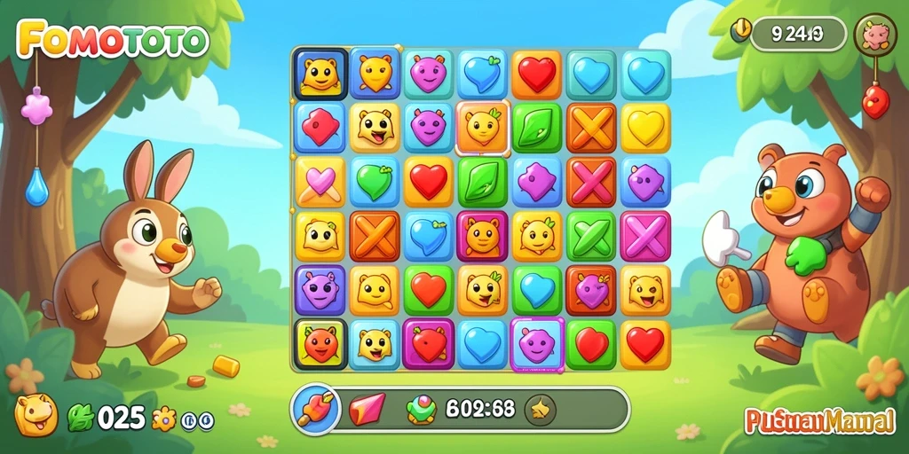 Gameplay seru dan penuh warna dalam FOMOTOTO match-3.