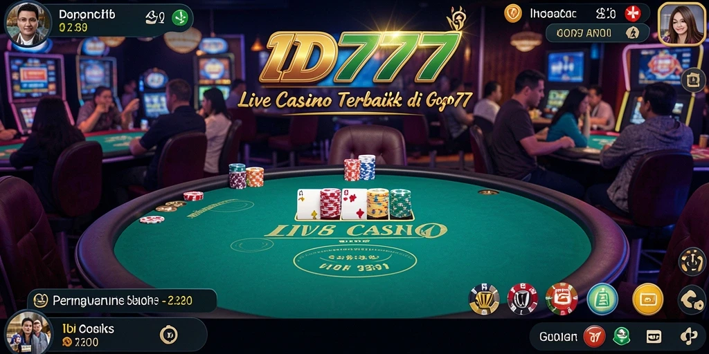 Screenshot gameplay ID777 menampilkan suasana kasino yang mendebarkan.