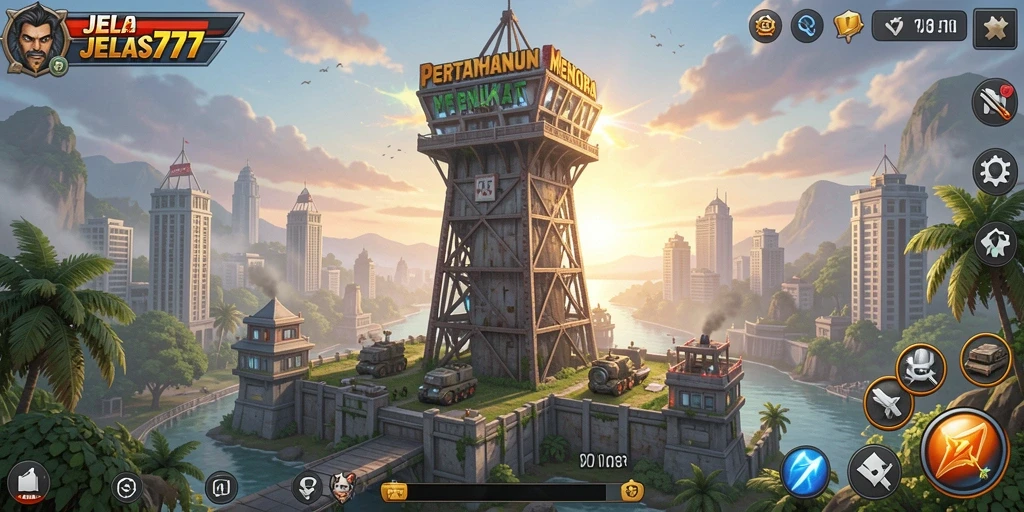 Tampilan menarik dari gameplay JELAS777 yang mendebarkan di Tower Defense.