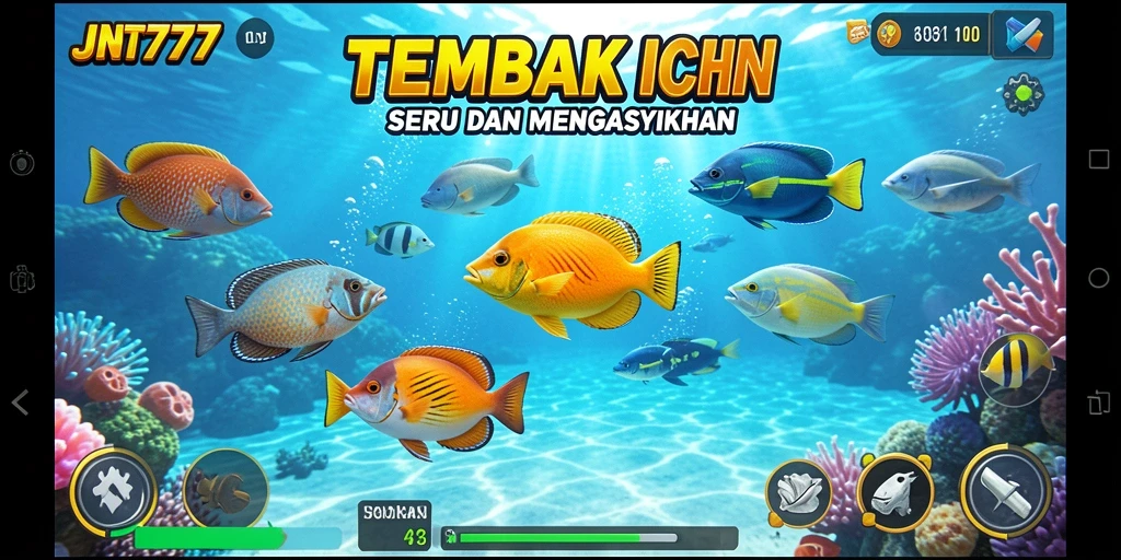 Tampilan gameplay JNT777 dengan aksi tembak ikan yang seru.