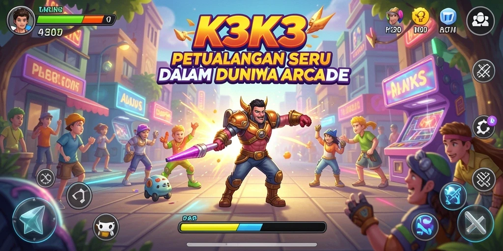 Screenshot K3K3 menunjukkan gameplay arcade yang penuh aksi dan tantangan.