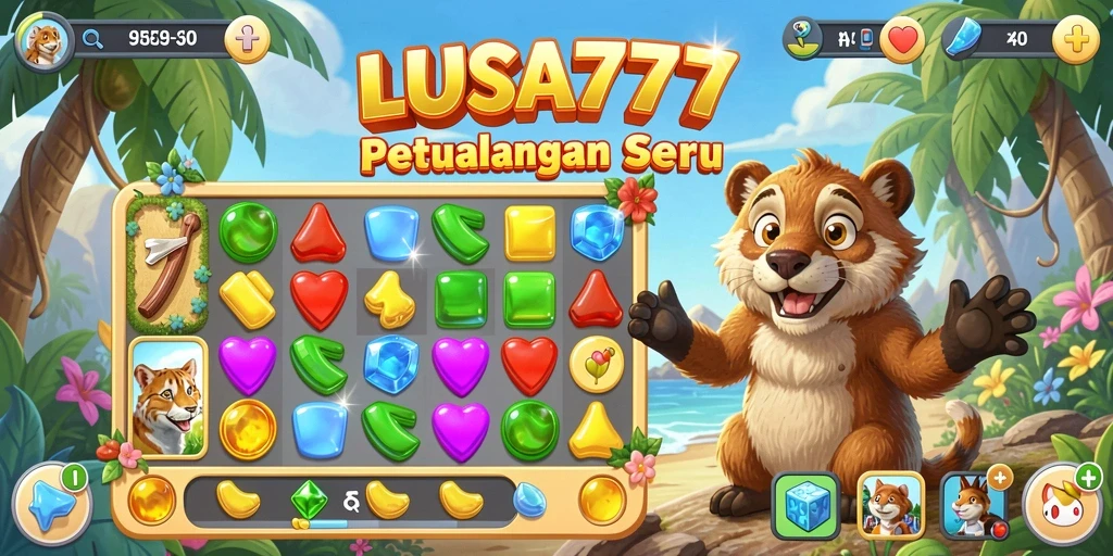 Screenshot gameplay LUSA777 yang menunjukkan aksi match-3 seru.