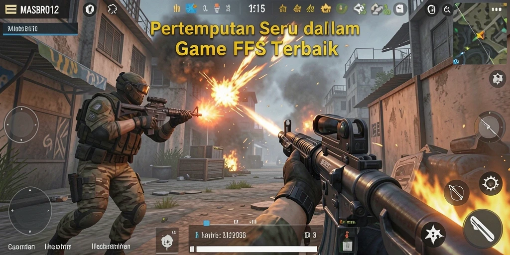 Tampilan menegangkan dari gameplay seru MASBRO12 dengan aksi FPS.