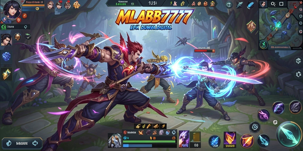 Tangkapan layar permainan MLBB777 yang menunjukkan pertarungan seru dan strategis.