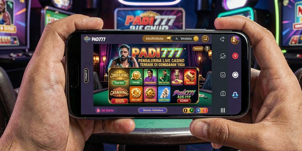 Screenshot gameplay PADI777 yang menunjukkan dealer profesional dan suasana casino langsung.
