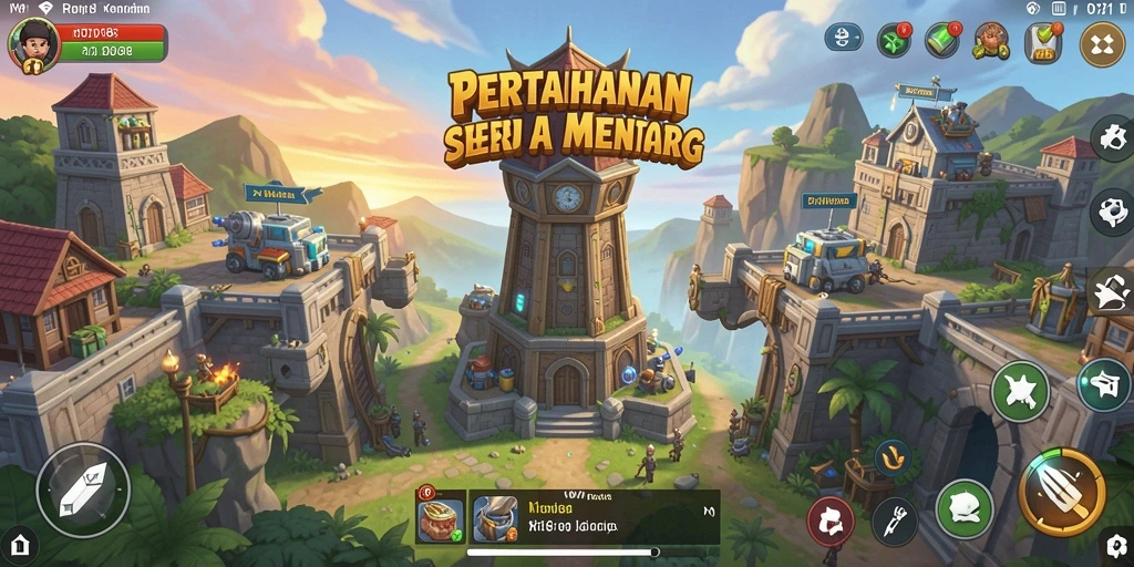 Tangkapan layar dari gameplay RDI88 yang penuh aksi Tower Defense.