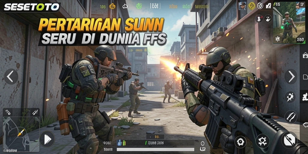 Tampilan aksi seru dalam SESETOTO dengan gameplay FPS yang mendebarkan.