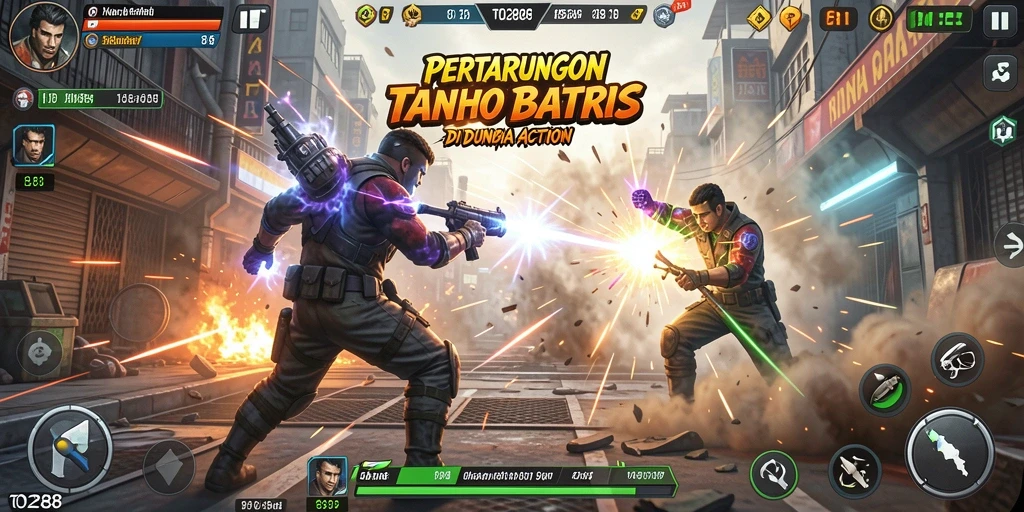 Screenshot utama TO288 menunjukkan aksi bertarung seru dalam dunia Action.